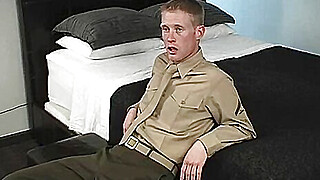 Blonde military gay dude got his cock blown Porn Video