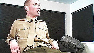 Blonde military gay dude got his cock blown Porn Video