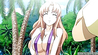 Busty hentai taking photo when having sex in the beach Porn Video