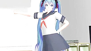 MMD Hatsune Miku dances a striptease Porn Video