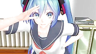 MMD Hatsune Miku dances a striptease Porn Video