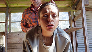 Hot milf gets fucked hard in the ass outside and shows her true face of anal Porn Video