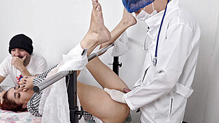 Cuckold takes wife to take exam at the perverted doctor! Porn Video