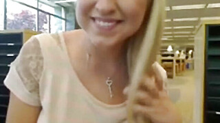 Exhibition Blond Teen Library Dildo Squirt Porn Video