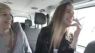 Horny bff sluts picked up a guy and fucked him in the car Porn Video