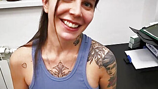 Real Sex with a tattoo artist! She fucks with clients! Porn Video