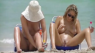 Naked MILFs at the beach teasing Porn Video