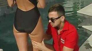 Teen Kari picked up in a pool and fucking Porn Video