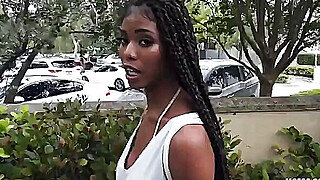 Ebony teen gets paid to fuck in public Porn Video