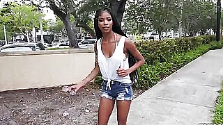 Ebony teen gets paid to fuck in public Porn Video