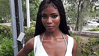 Ebony teen gets paid to fuck in public Porn Video