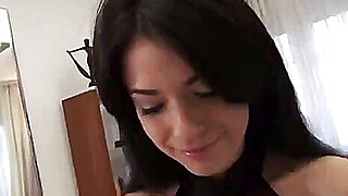 Beautiful petite brunette fly to Budapest for Rocco's big cock POV Porn Video