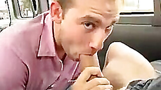 Gay sucks a big cock in the car Porn Video