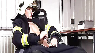 hunky firefighter masturbates in office Porn Video