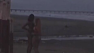 My wife's first time with another woman on the beach Porn Video