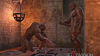 Cruel monsters fuck teen in the dark dungeon Porn Video