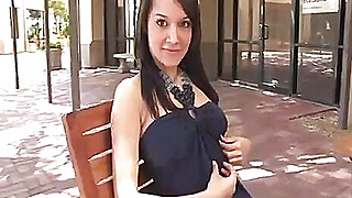 Jasmine cute brunette babe public flashing tits and pussy Porn Video