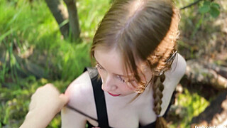 BEST blowjob in the FOREST from a Blonde with Green eyes Porn Video