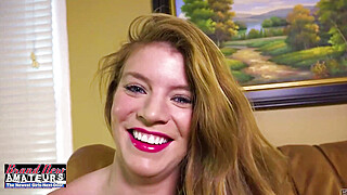 Busty Green Eyed Ginger Aubrey ND Masturbates Her Wet Pussy! Porn Video
