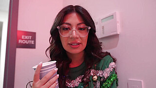 Horny office Christmas party hookup with big titty Latina coworker - Cami... Porn Video