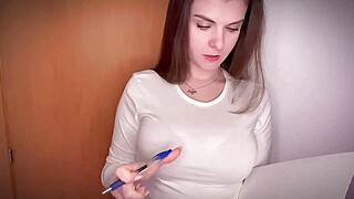 Huge Stepmother's Yummy Boner was Caught by Her Stepson in the Office Porn Video