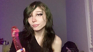 dumb emo spits n explores new gummy worm double dildo Porn Video