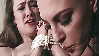 Pretty brunette lesbian serves as sex slave for her master Porn Video