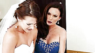 Lesbian bride has her pussy fingered by a busty MILF Porn Video