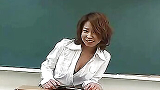 Pretty Busty Japanese Teacher's Hot Hairy Cunt Creampied Porn Video