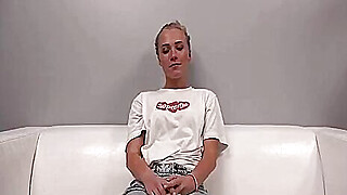 Blonde babe oiled up during casting session and fucked hard Porn Video